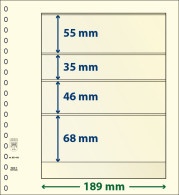 Paquet De 10 Feuilles Neutres Lindner-T 4 Bandes 68 Mm,46 Mm,35 Mm Et 55 Mm - A Nastro