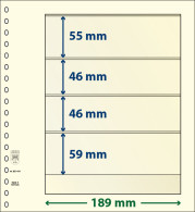 Paquet De 10 Feuilles Neutres Lindner-T 4 Bandes 59 Mm,46 Mm,46 Mm Et 55 Mm - De Bandas