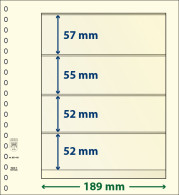 Paquet De 10 Feuilles Neutres Lindner-T 4 Bandes 52 Mm,52 Mm,55 Mm Et 57 Mm - A Bandes