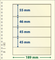 Paquet De 10 Feuilles Neutres Lindner-T 4 Bandes 45 Mm,45 Mm,46 Mm Et 55 Mm - A Bandes