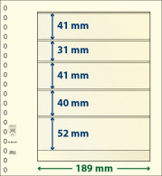 Paquet De 10 Feuilles Neutres Lindner-T 5 Bandes 52 Mm,40 Mm,41 Mm,31 Mm Et 41 Mm - A Bandes