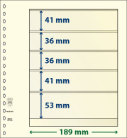 Paquet De 10 Feuilles Neutres Lindner-T 5 Bandes 53 Mm,41 Mm,36 Mm,36 Mm Et 41 Mm - A Nastro