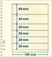 Paquet De 10 Feuilles Neutres Lindner-T 6 Bandes 28 Mm,28 Mm,28 Mm,28 Mm,44 Mm Et 48 Mm - For Stockbook