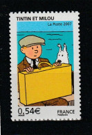 " LES VOYAGES DE TINTIN : TINTIN ET MILOU " Sur Timbre Neuf ** MNH De 2007 N° YT 4051. A SAISIR ! - Fumetti