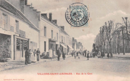 VILLIERS-SAINT-GEORGES (Seine-et-Marne) - Rue De La Gare, Voyagé 190? (2 Scans) Chaudieu Pompier R De Chaligny Paris 12e - Villiers Saint Georges
