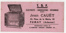 Buvard Jean Cauët Fumay (Ardennes) T.S.F. Electricité Sonorisation Dépannage Marconi Lemouzi Grandin - Electricité & Gaz