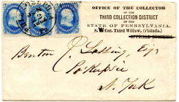 ETATS UNIS - 1 CT X3 SUR ENVELOPPE DE PHILADELPHIE, 1863 - Cartas & Documentos