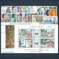 ESPAÑA 1980—AÑO COMPLETO Con Hojas Bloque Y Serie Básica Juan Carlos—SELLOS NUEVOS ** MNH STAMPS + SOUVENIR SHEETS - Años Completos