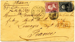 ETATS UNIS - 3 CTS + 12 CTS SUR LETTRE DE SAN FRANCISCO POUR LA FRANCE, 1864 - Covers & Documents