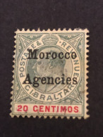 Morocco Agencies  SG 19  20 Centimos Green And Carmine  CV £50 - Bureaux Au Maroc / Tanger (...-1958)