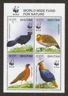 Bhutan World Wide Fund For Nature Birds Miniature Sheet Mint Good Condition (S-63) - Koekoeken En Toerako's