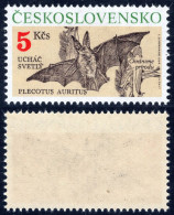 Czechoslovakia 1990 Sc#2807 5Kcs Bat, Protected Animals-Plecotus Auritus,MNH VF - Fledermäuse