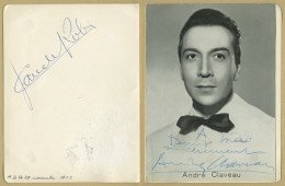 André Claveau & Claude Robin - Page De Livre D'or Dédicacée - Bruxelles 1952 - Sänger Und Musiker
