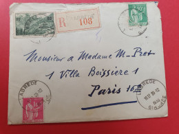 Enveloppe Cachetée En Recommandé De Labrede Pour Paris En 1938 - J 457 - 1921-1960: Periodo Moderno