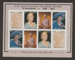 Maldives 1900 - 2002 H.M Queen Elizabeth The Queen Mother In Memoriam Miniature Sheet Mint Good Condition (S-68) - Famous Ladies