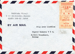 Japan Air Mail Cover With ATM Label Sent To Norway Hannan 5-3-1997 - Poste Aérienne