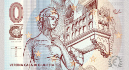 Banconota Zero Euro Souvenir  "CMART" Ricordo Della Città Di Verona Casa Balcone Di Giulietta - Autres - Europe