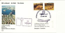 Australia Cover First Lufthansa Flight LH 795 Boeing 747 Sydney - Melbourne - Bangkok 28-3-1988 - Lettres & Documents