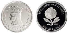 Colombia 10000 Pesos Commemorative 1819-2019 Km 303 Proof  Sc Unc - Colombie