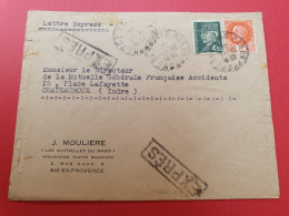 Enveloppe Commerciale En Exprès De Aix En Provence Pour Châteauroux En 1944 - J 478 - 1921-1960: Modern Period