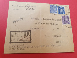 Enveloppe En Recommandé Provisoire De Nevers Pour Nevers En 1943 - J 483 - 1921-1960: Période Moderne