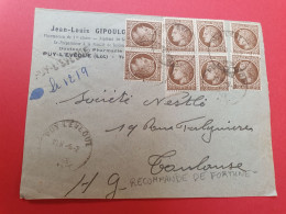 Enveloppe Commerciale En Recommandé Provisoire De Puy L'Evèque Pour Toulouse En 1948 - J 486 - 1921-1960: Modern Period