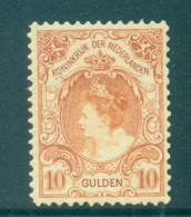 Nederland 1905 Wilhelmina 10 Gulden NVPH 80 Postfris Met Certificaat Gomzijde Bruingekleurd - Neufs