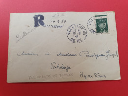 Enveloppe En Recommandé De Fortune De Villetaneuse Pour Vertolaye En 1944 - J 489 - 1921-1960: Periodo Moderno