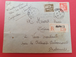 Enveloppe En Recommandé De Biarritz Pour Vaux Montreuil - J 502 - 1921-1960: Moderne
