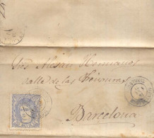 Año 1870 Edifil 107 Alegoria Carta Matasellos Montblanch Tarragona Carlos Folch - Storia Postale