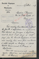 EQUITATION HIPPIMES LETTRE SOCIETE HIPPIQUE COURSE DE CHEVAUX DE MONTENDRE DE 1947 : - Equitation