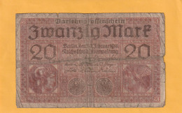 DARLEHENSKASSENSCHEINE .  20 MARK .  5-8-1914  .  N°  M.6701116    .  2 SCANNES - Bundeskassenschein