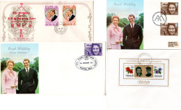 UK, GB, Great Britain, Hong Kong, Aitutaki 1973, 4 FDC, Royal Wedding, Princess Ann - Brieven En Documenten