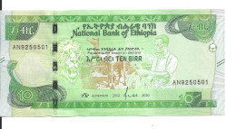 ETHIOPIE 10 BIRR 2012-20 UNC P 55 - Ethiopie