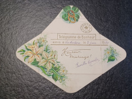 Ancien Télégramme De Bonheur Mariage Année 50 - Mariage