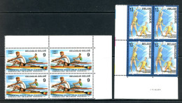 BE   2259 - 2260  XX   ---  Sports : Aviron Et Volley  --  Bloc De 4  Coin De Feuille  --  Parfait état - Esquinas Fechadas