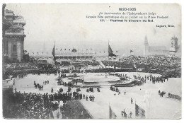 CPA Bruxelles, Grande Fête Patriotique Du 21 Juillet Sur La Place Poelaert, Pendant Le Discours Du Roi - Fêtes, événements