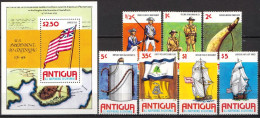 Antigua MNH Set And SS - Indépendance USA