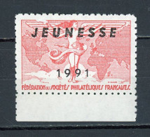 FEDERATION DES SOCIÉTÉS PHILATÉLIQUES FRANÇAISES - JEUNESSE1991** - Exposiciones Filatelicas