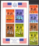 Turks And Caicos Islands MNH Set And SS - Us Independence