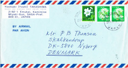 Japan Air Mail Cover Sent To Denmark Sagakita 27-4-1991 - Covers & Documents