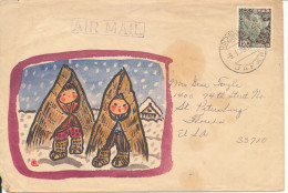 Japan Cover Sent Air Mail To USA Hachioji Shi 5-1-1979 Single Franked (brown Stains On The Cover) - Briefe U. Dokumente