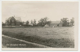 08- Prentbriefkaart Workum 1943 - School - Treinblokstempel - Workum