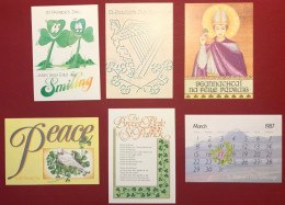 IRELAND 1987 Saint Patrick Day 6 Cards Unused ~ MacDonnell Whyte SP5 - PSPC40/45 - Postal Stationery