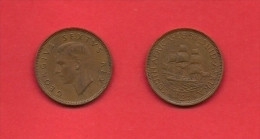 SOUTH AFRICA, 1951,  Circulated Coin, 1/2 Penny, George VI, Km 33, C1405 - Afrique Du Sud