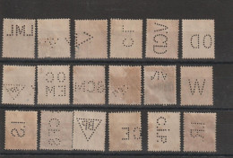 France Plaquette De 18 Timbres Perforés Et Oblitérés Sur Timbres Semeuse Lignée 199 - Used Stamps