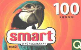 Estonia:Used Phonecard, Tele 2, Smart Q 100 Krooni, Parrot, Mobile Phone Prepaid Card, 2002 - Estonia