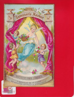 Savon Savonnerie  Maubert Superbe Chromo Calendrier 1880 Jeune Fille Ange Angelots - Autres & Non Classés