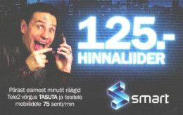 Estonia:Used Phonecard, Tele 2, Smart 125 Krooni, Young Man, Mobile Phone Prepaid Card, 2013 - Estland
