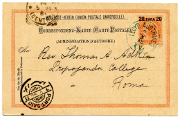 LEVANT AUTRICHIEN - ENTIER 20 P. LLOYD AUSTRIACO XV POUR ROME, 1898 - Levante-Marken